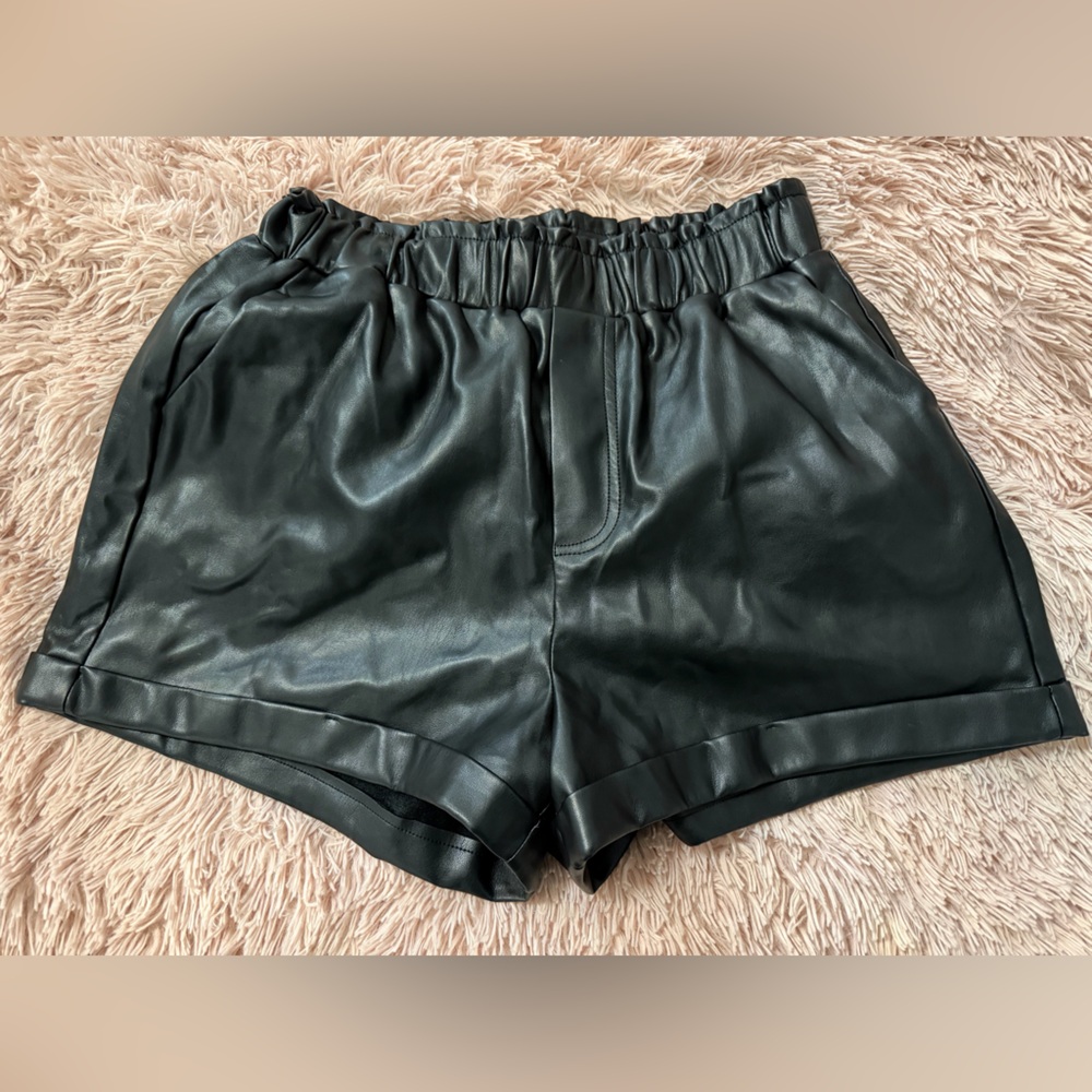 Forever 21 Black Faux Leather High Waist Shorts